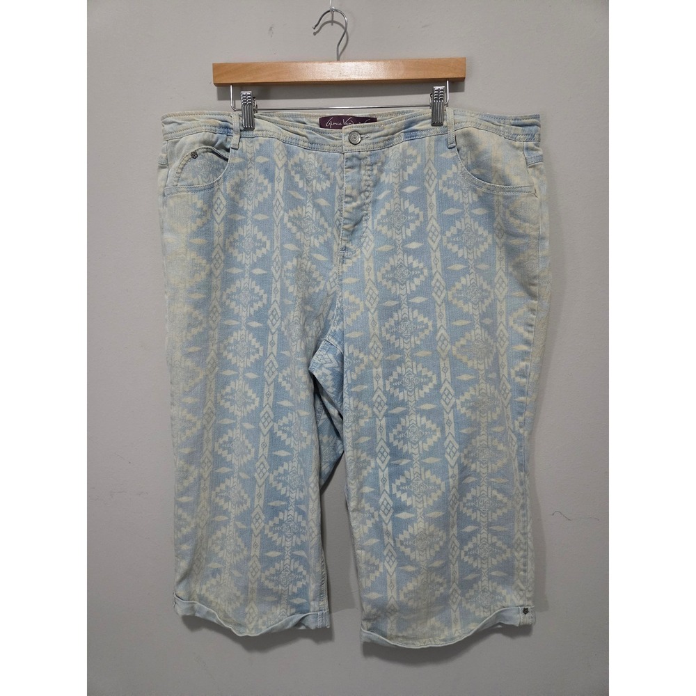 Gloria Vanderbilt Womens 18W Capri Jeans Blue Geometric Southwestern Cropped